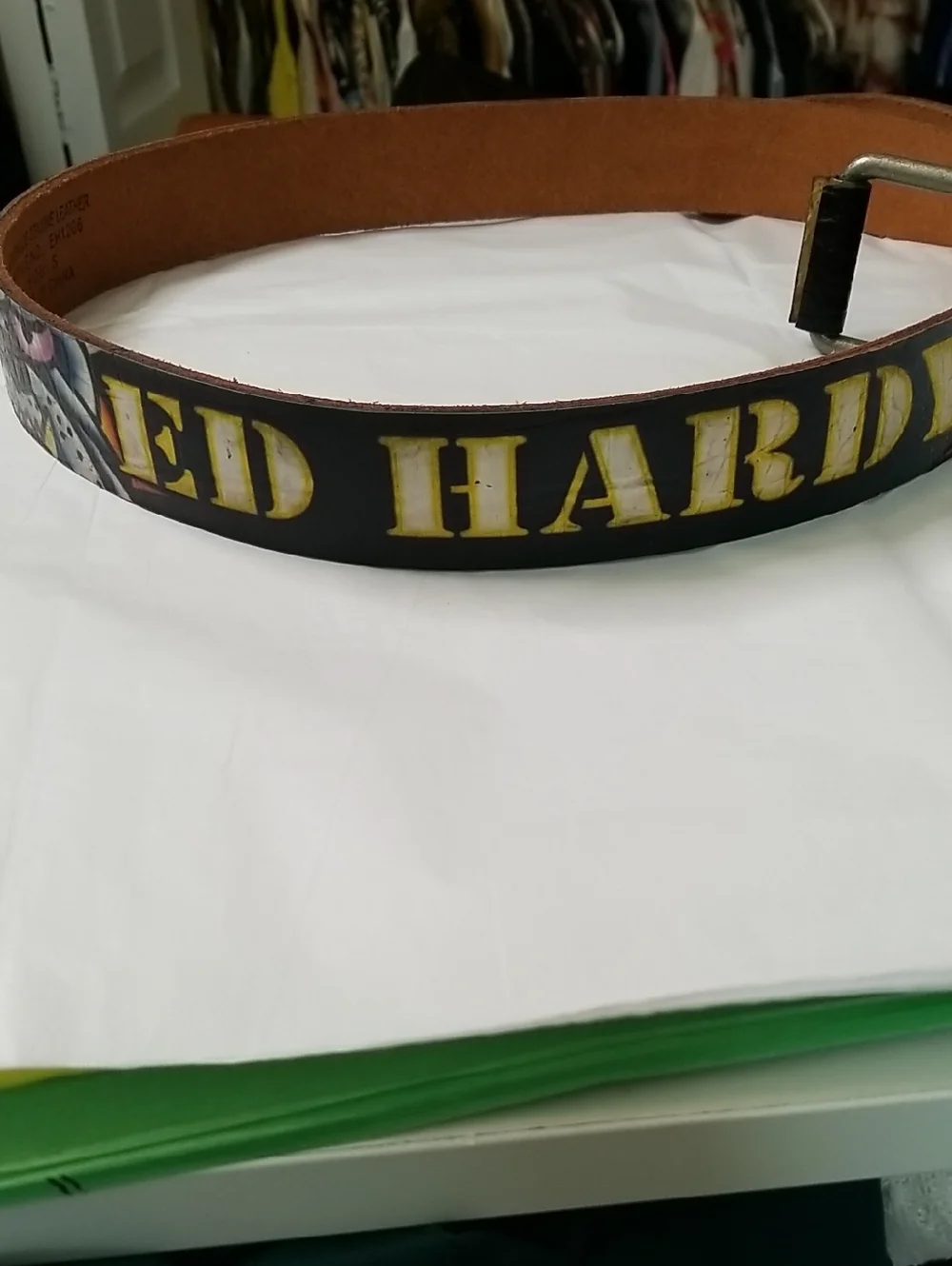 Ed Hardy Leather Belt Mens Small Genuine Vintage